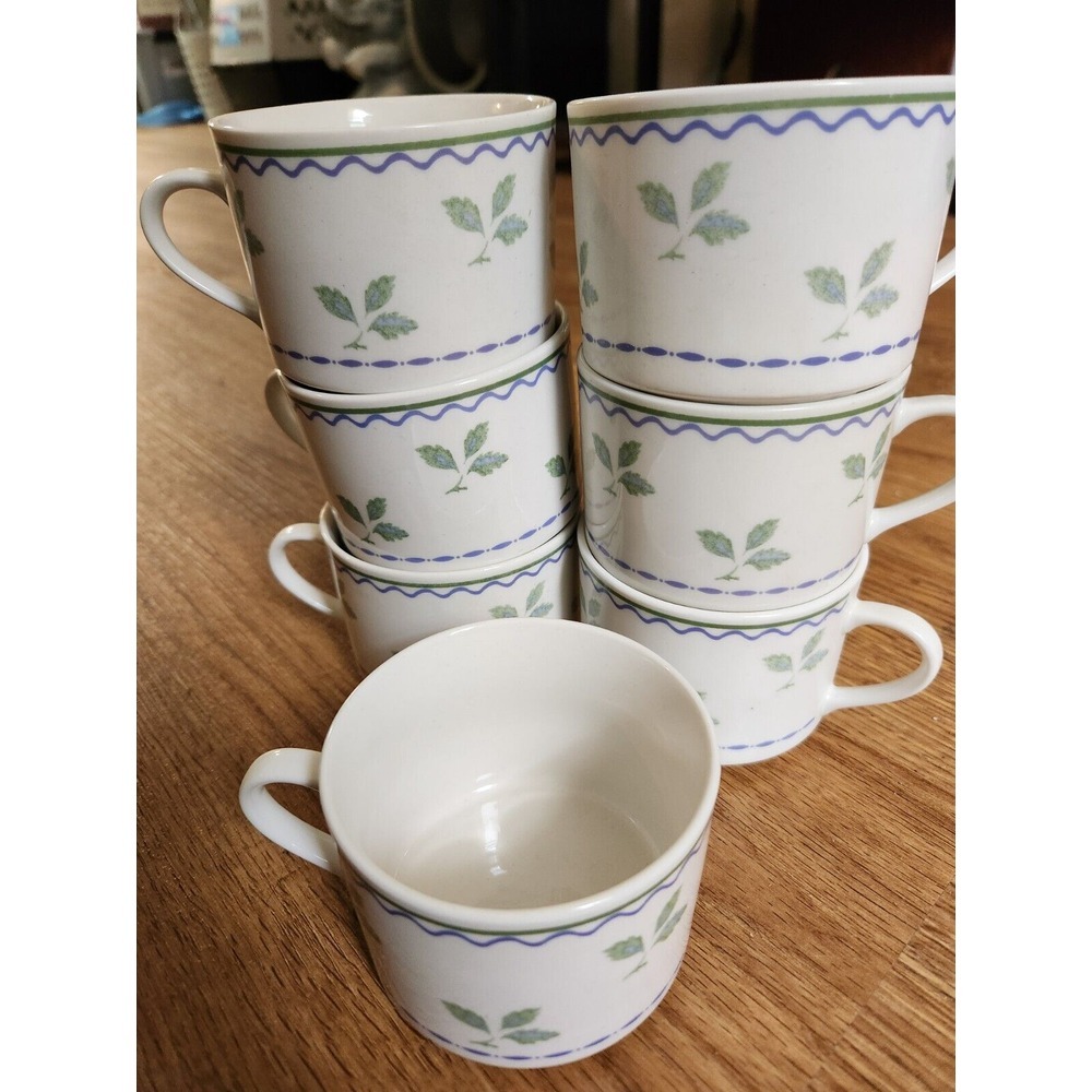 Vintage Oneida China 1999  Green Leaf Pattern Set Of 7